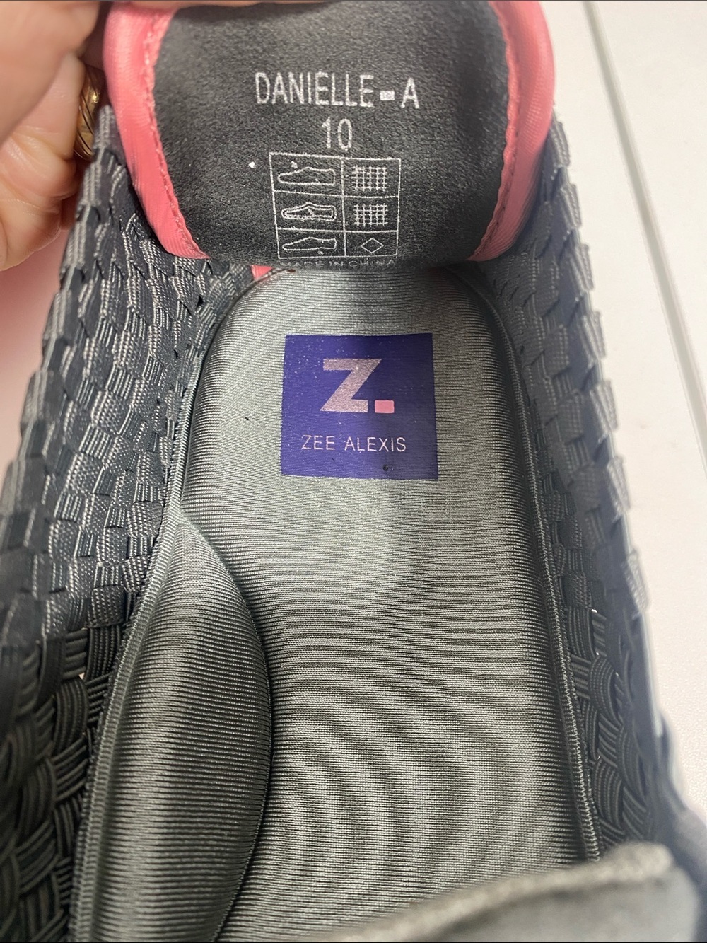 Zee Alexis Gray Woven Slip-On Sneakers with Pink Accents Size 10 - Picture 8 of 16
